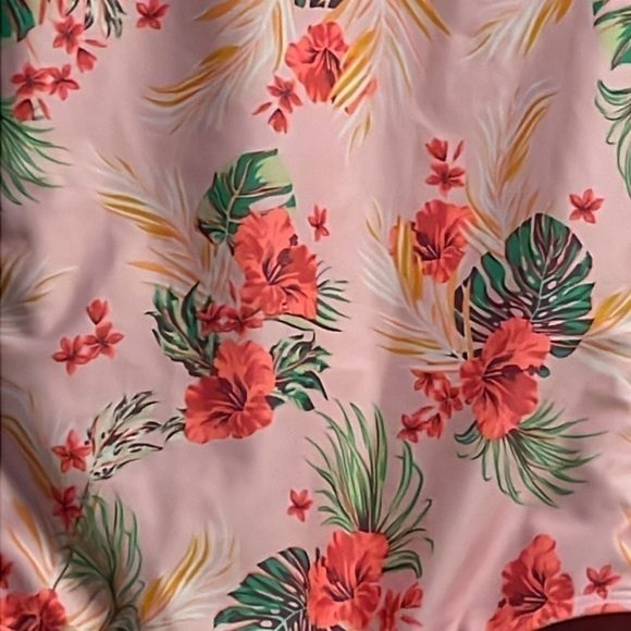 🩱Art Class Girls One Piece Pink Floral Rashguard Swimsuit size 14/16 pool - Picture 6 of 11